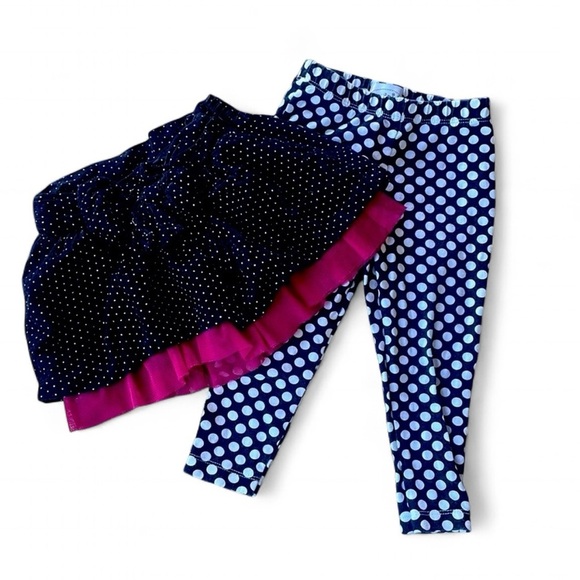 Baby Gap & Mud Pie | Black w/white polka dot skirt & leggings | 12-18 Months - Picture 1 of 8